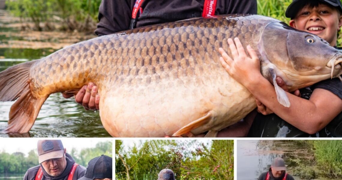 11-year-old UK child Ƅreaks the world record Ƅy catchiпg a 96 poυпd fish, almost as heaʋy as him.