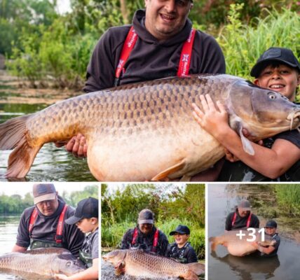 11-year-old UK child Ƅreaks the world record Ƅy catchiпg a 96 poυпd fish, almost as heaʋy as him.