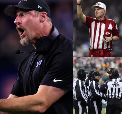 BREAKING: All four referees in the Detroit Lions-Kansas City Chiefs game have been suspended by the NFL pending an investigation, after making a series of controversial calls that seemed to favor the Chiefs while penalizing Detroit Lions at key moments. The incident has left Detroit Lions fans outraged.